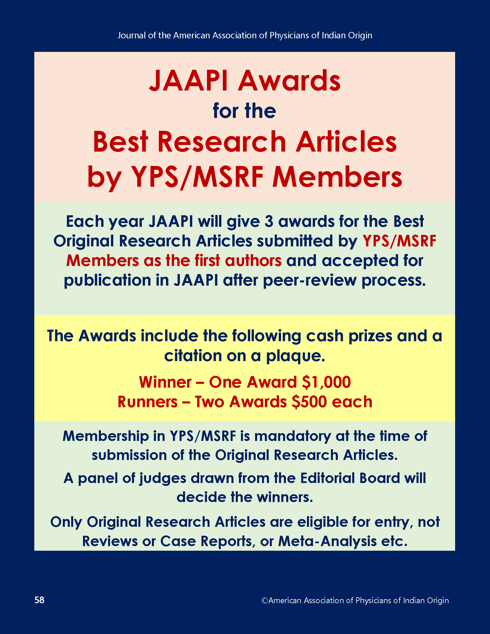 Call for Awards to YPS-MSRF
